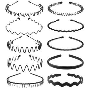 ⚡Men C-New 10pcs Metal Fashion Unisex Wavy Outdoor Simple Elastic Headband